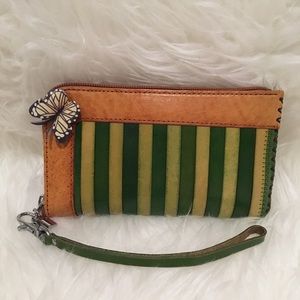 Butterfly catch all Leather Case Pouch Wristlet